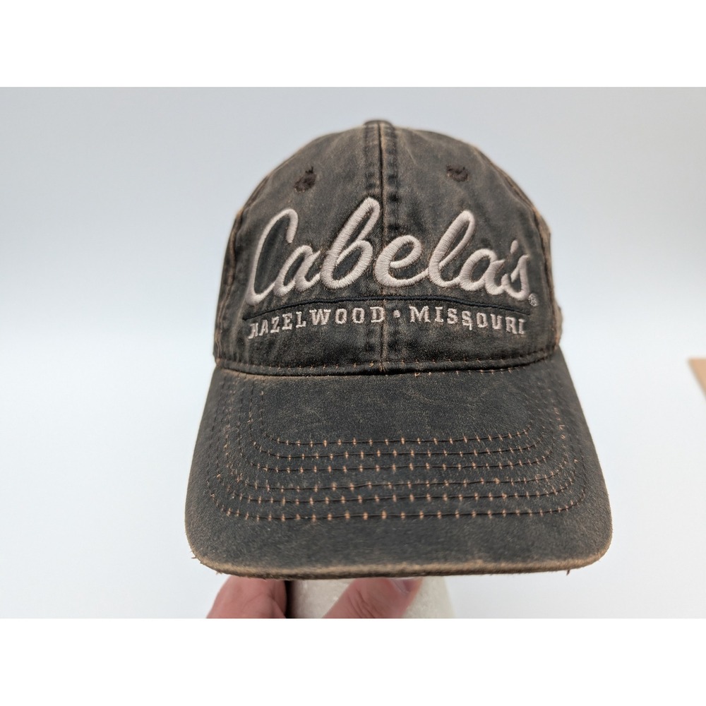 Cabelas Hazelwood Missouri Brown Oil Cloth Style Adjustable Baseball Hat OSFM
